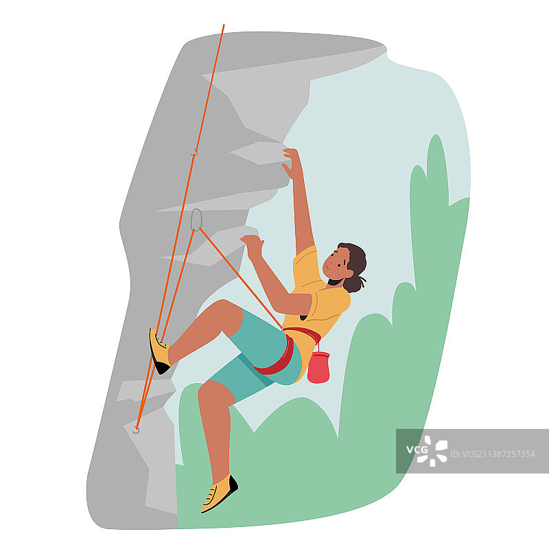 女人攀登山峰女性角色岩石图片素材
