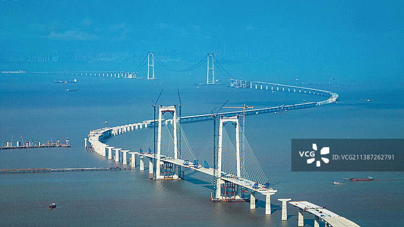 建设中的深中通道航拍2022图片素材