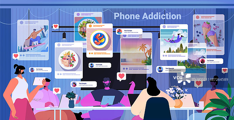 博主在社交网络上分享照片图片素材