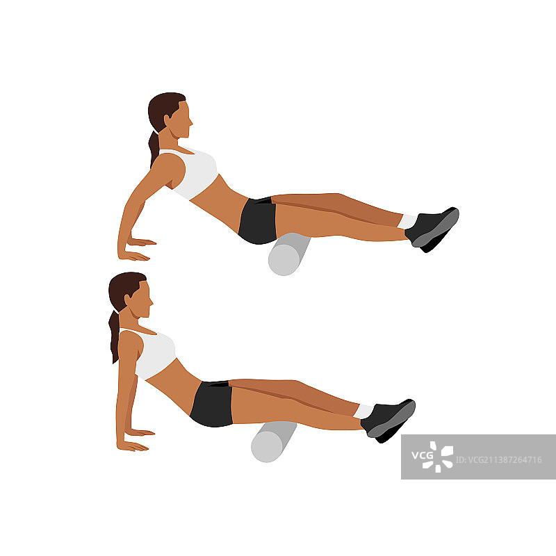 女人用泡沫轴伸展腿筋图片素材
