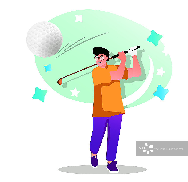 高尔夫球手扁平风Web设计概念图片素材