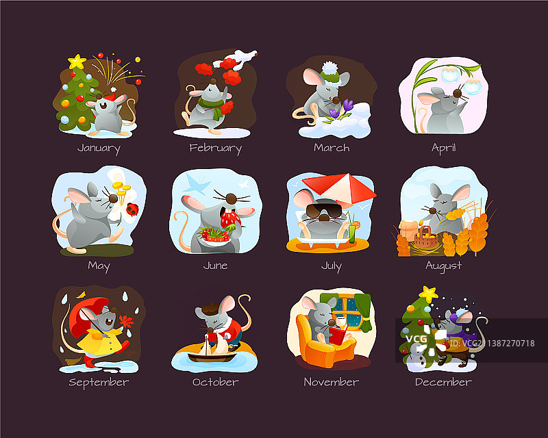 不同月份和季节的老鼠图片素材