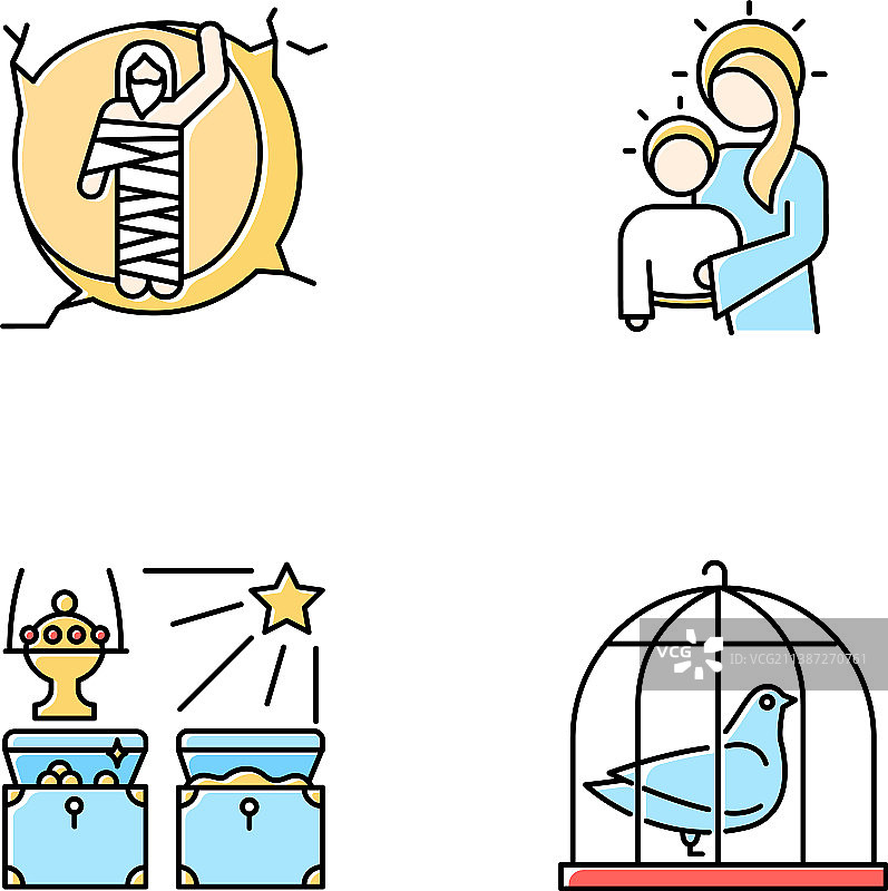 《圣经》叙事彩色图标集：复活图片素材