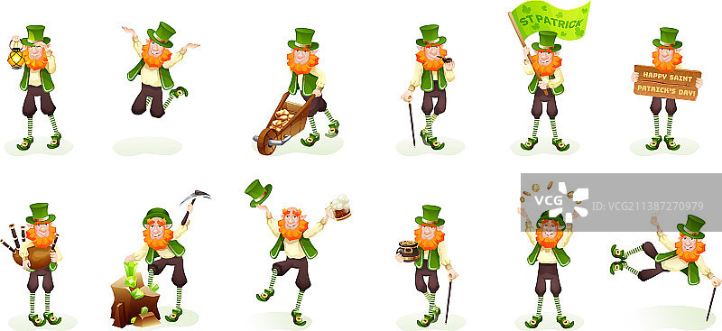 有趣的爱尔兰风格小矮妖角色图片素材