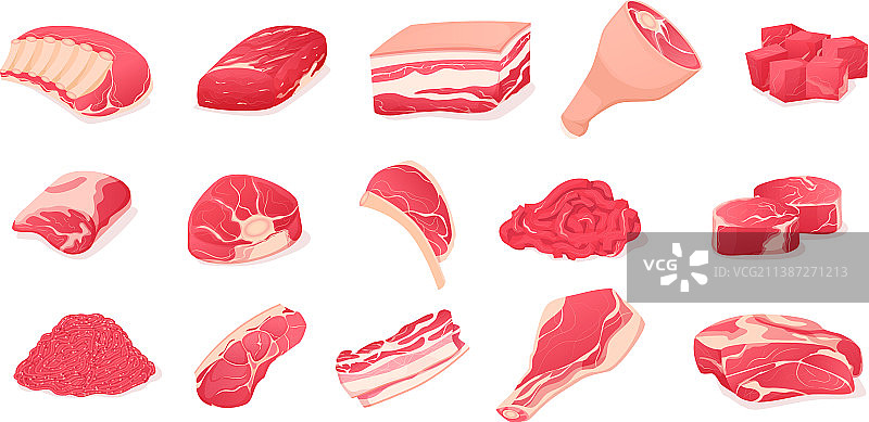 新鲜肉排与熟食香肠图片素材