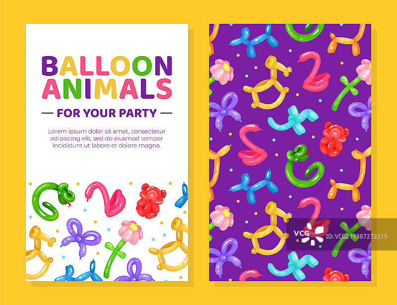 气球动物邀请卡宣传单模板图片素材