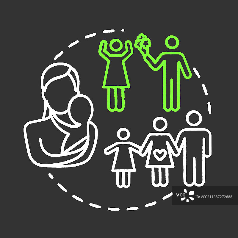 粉笔绘制的家庭RGB颜色概念图标社交生活图片素材