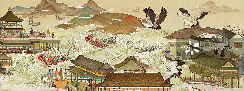 国潮插画端午节图片素材