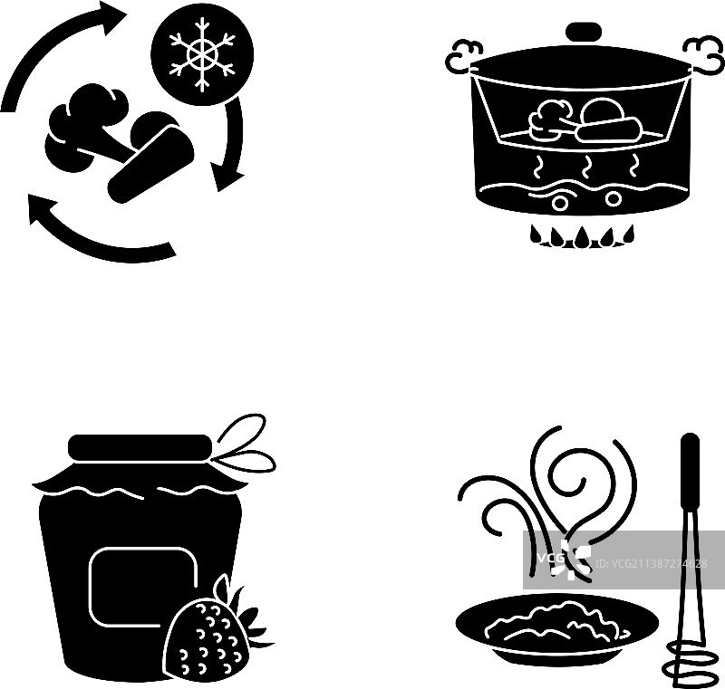 白色背景上的烹饪方法黑色图标图片素材