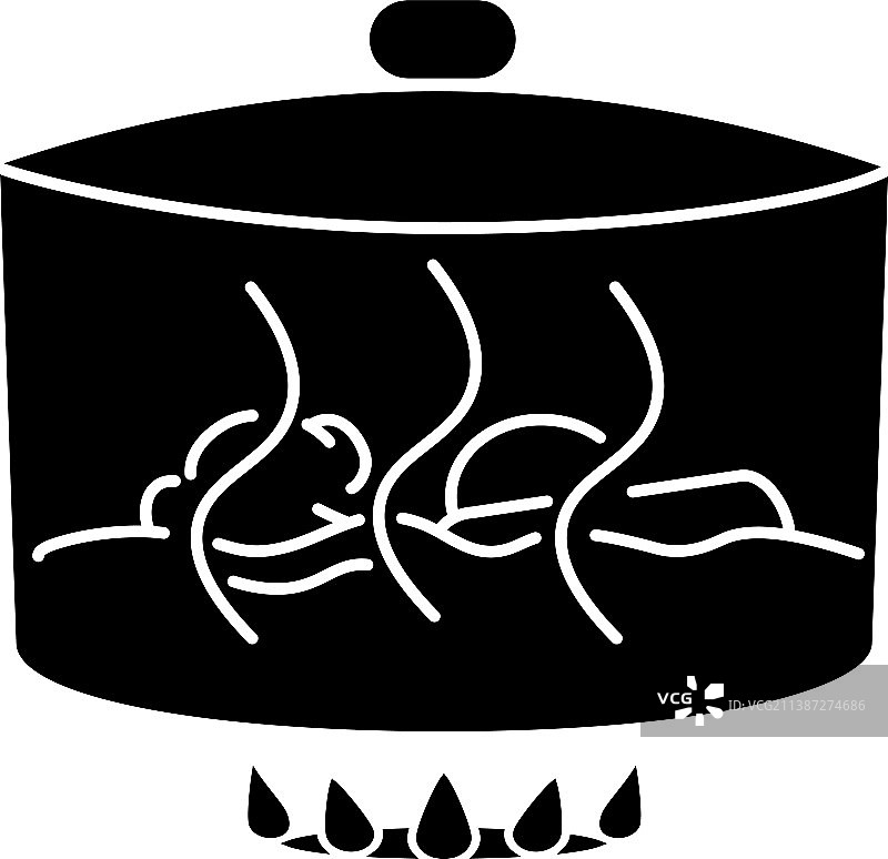 美味炖肉黑字形图标图片素材