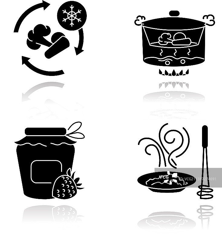 烹饪方法投影黑色字形图标图片素材