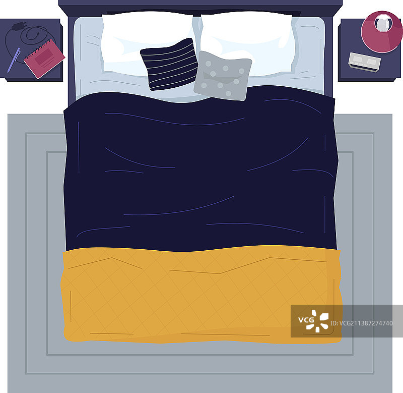 现代无人的半扁平RGB颜色床图片素材