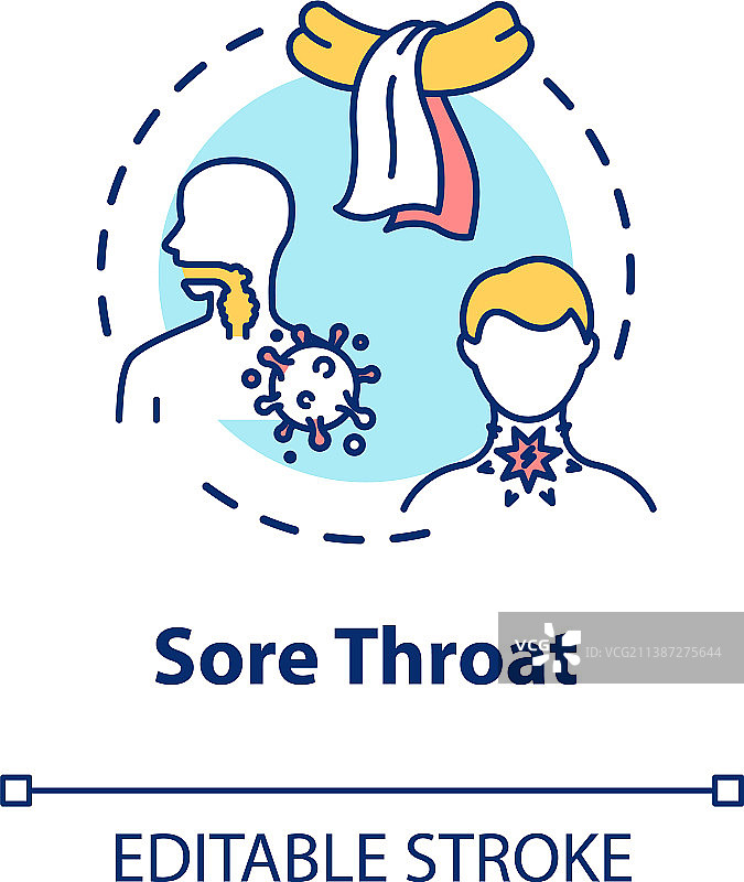 喉咙痛概念图标：呼吸道疾病图片素材