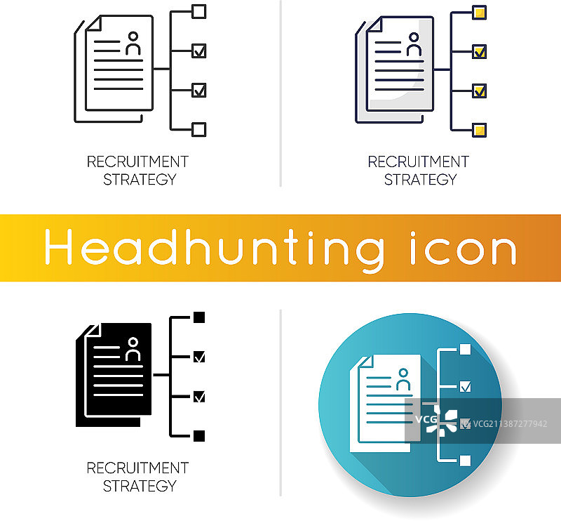 招聘策略图标线性黑色和RGB图片素材