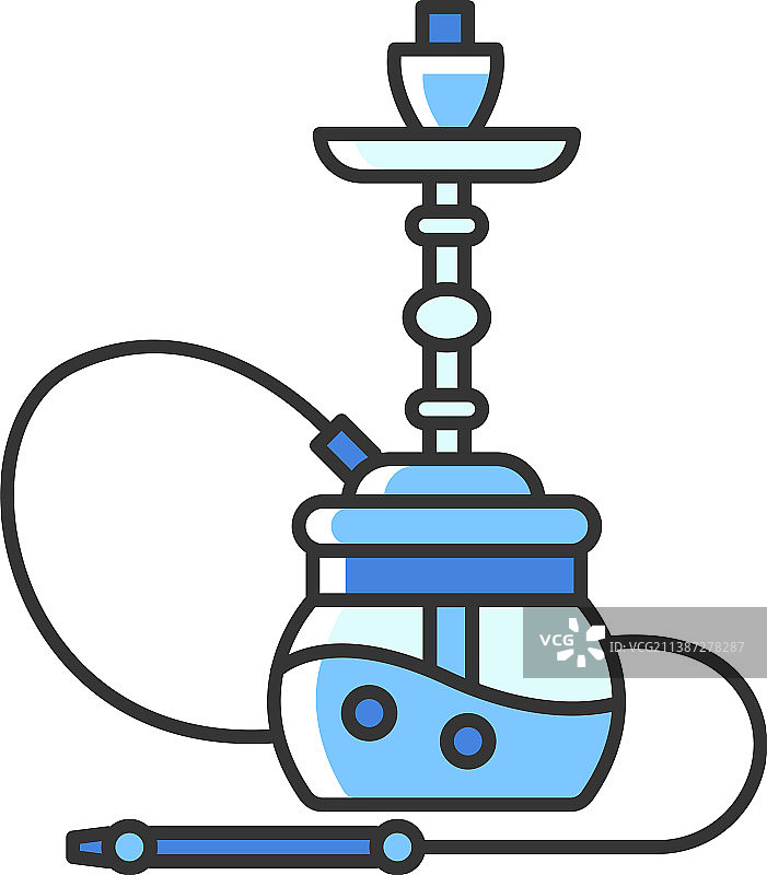 水烟RGB蓝色图标，水烟屋文化图片素材