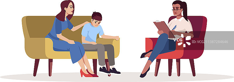 家庭心理治疗半扁平RGB颜色图片素材