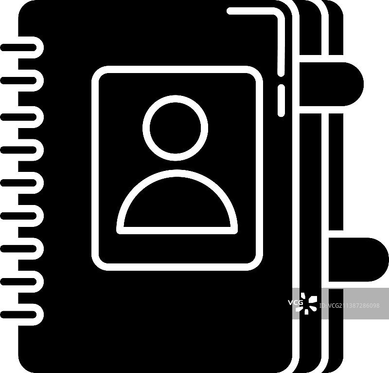 黑色字形联系簿个人日记图标图片素材