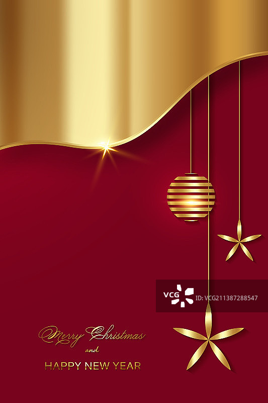 圣诞奢华节日banner和新年金色图片素材