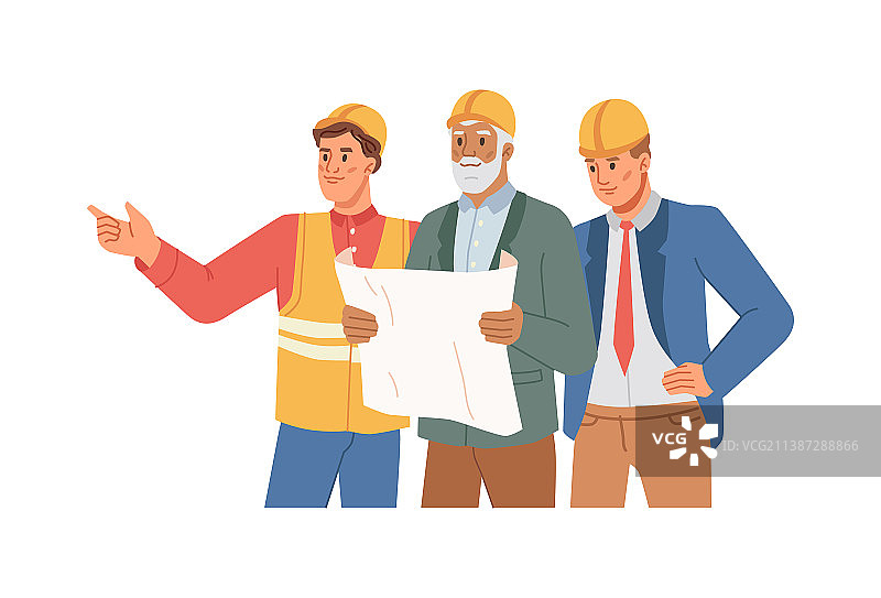 承包商向建筑师展示已完成的计划图片素材