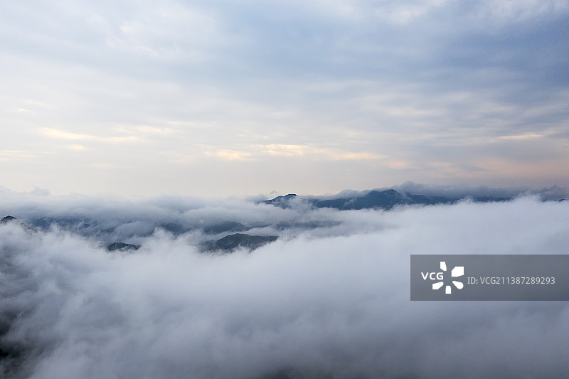 浙江省温州市泰顺县平流雾航拍图片素材
