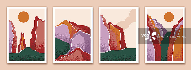 亚洲日落潮流抽象风景设计图片素材