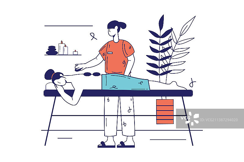 扁平风格的SPA沙龙概念设计图片素材