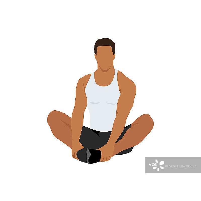 男子做蝴蝶伸展运动图片素材