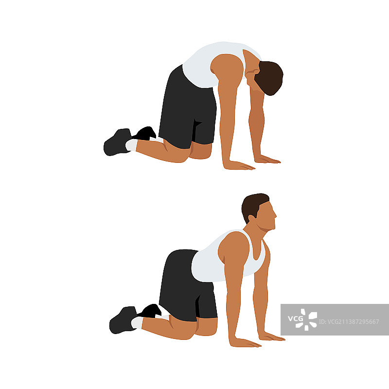 男人做猫式伸展运动图片素材