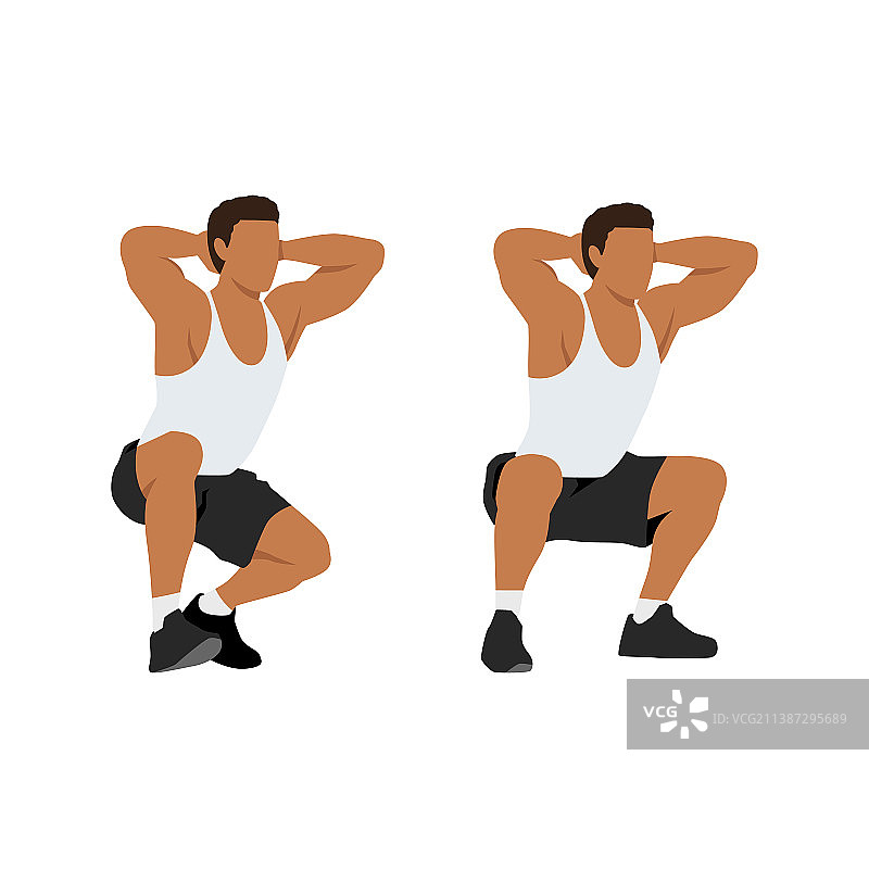 男人做鸭子步深蹲运动图片素材