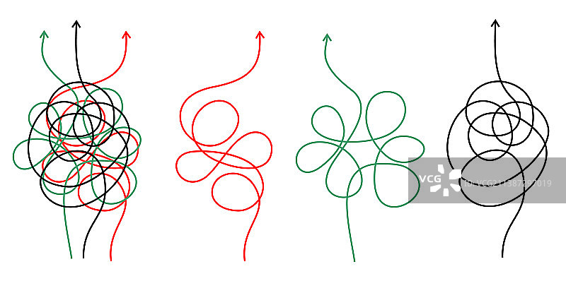令人困惑的复杂箭头缠结涂鸦图片素材