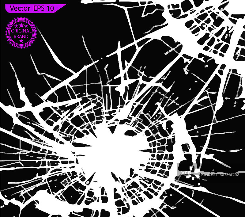 玻璃上的裂缝和弹孔图片素材