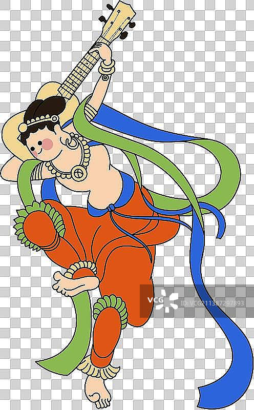 敦煌飞天元素-弹吉他图片素材