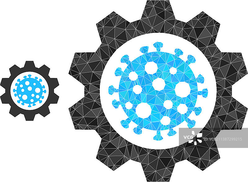 低多边形病毒齿轮图标图片素材