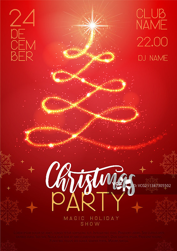 金色圣诞树圣诞节海报图片素材