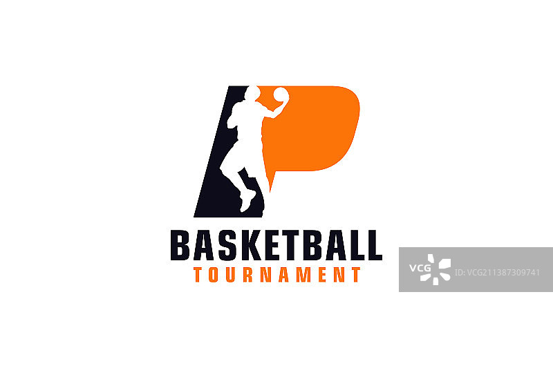 字母P：篮球Logo设计图片素材