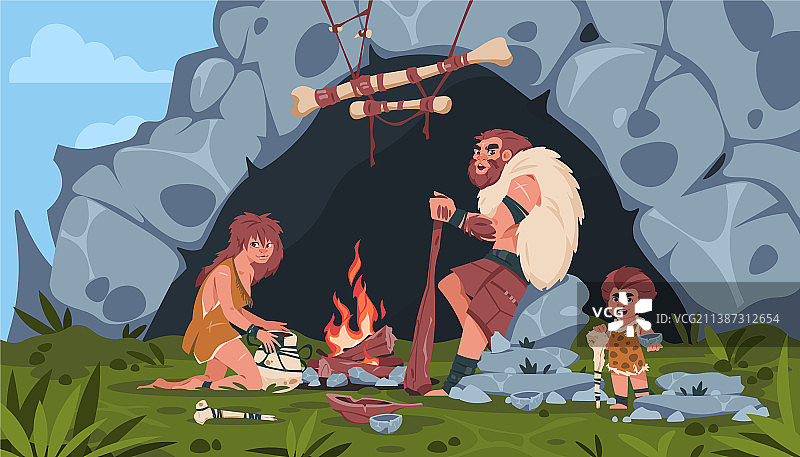 古代人物场景卡通背景图片素材