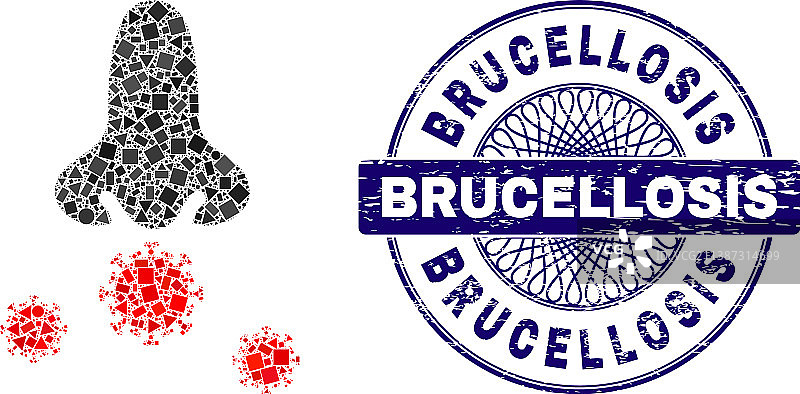 布鲁氏菌病邮戳印章和几何鼻子图片素材