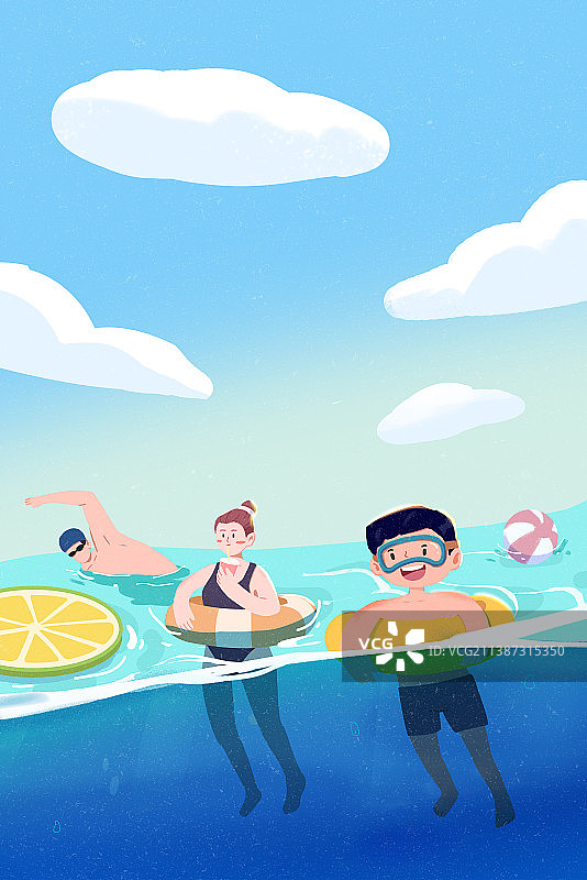 夏天游泳玩耍的人们图片素材