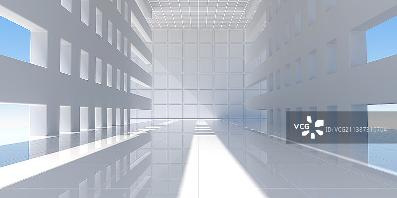 3D现代抽象建筑和地面图片素材