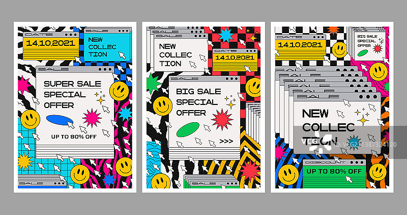 90年代复古风促销海报图片素材