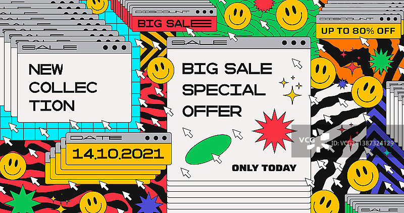 抽象时尚的复古促销banner电脑设计图片素材