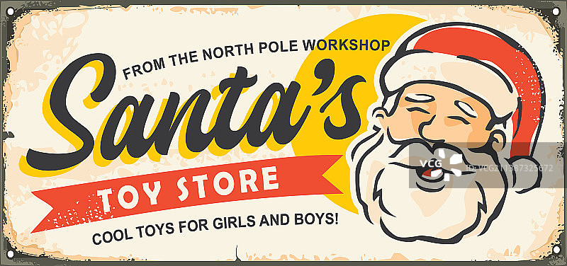 圣诞老人玩具店复古广告图片素材