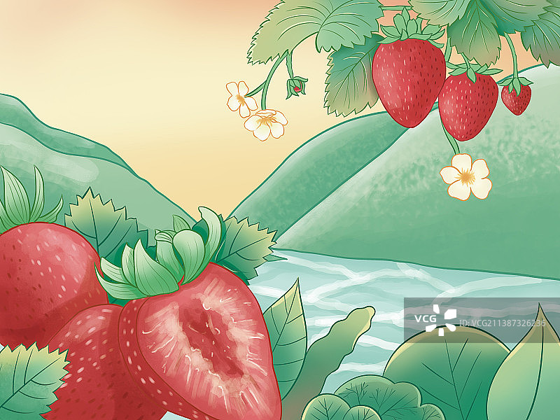 原创手绘小清新草莓插画包装设计图片素材