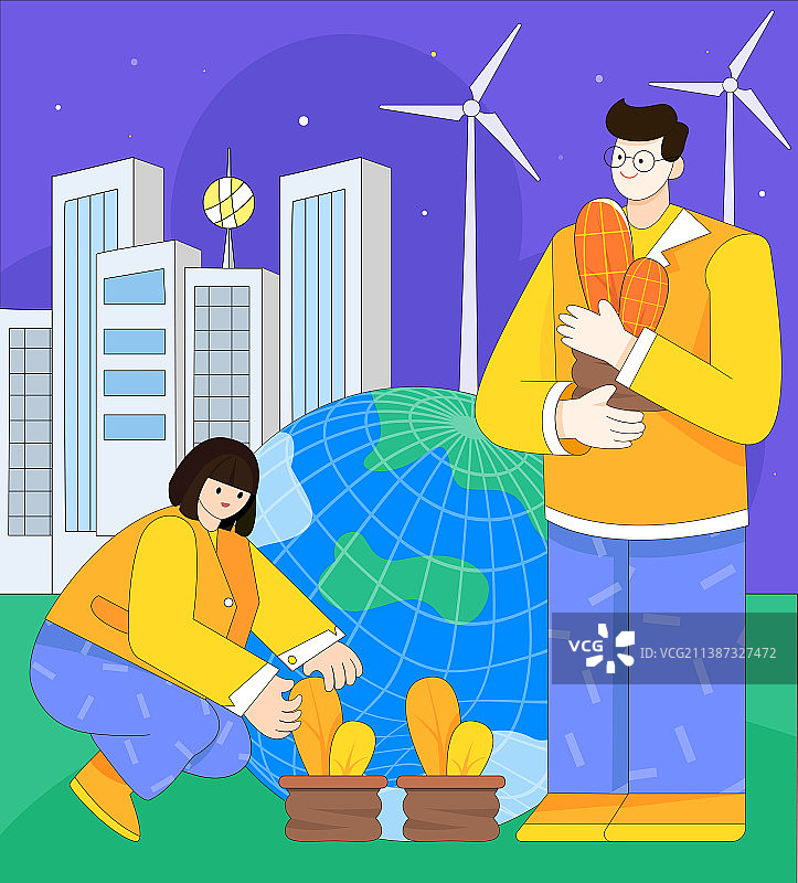 新能源环保类插画图片素材
