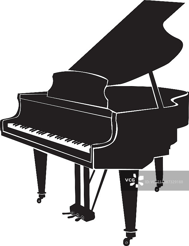 白色背景上的大钢琴图片素材
