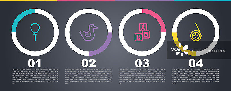 彩带橡皮鸭ABC气球线条组合图片素材