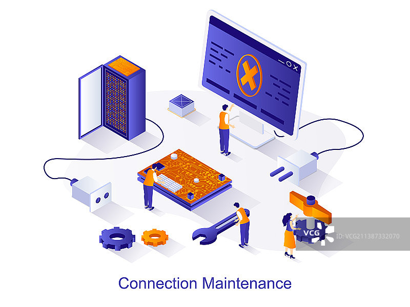 2.5D网络维护概念图图片素材