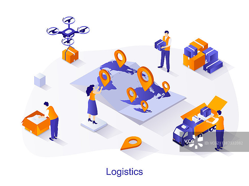 物流2.5D网页概念图片素材