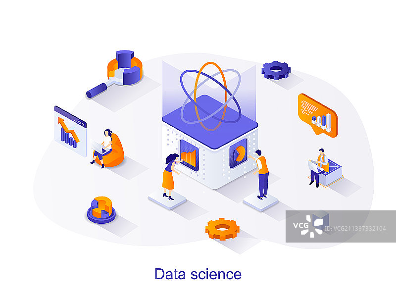 数据科学2.5D网页概念图片素材