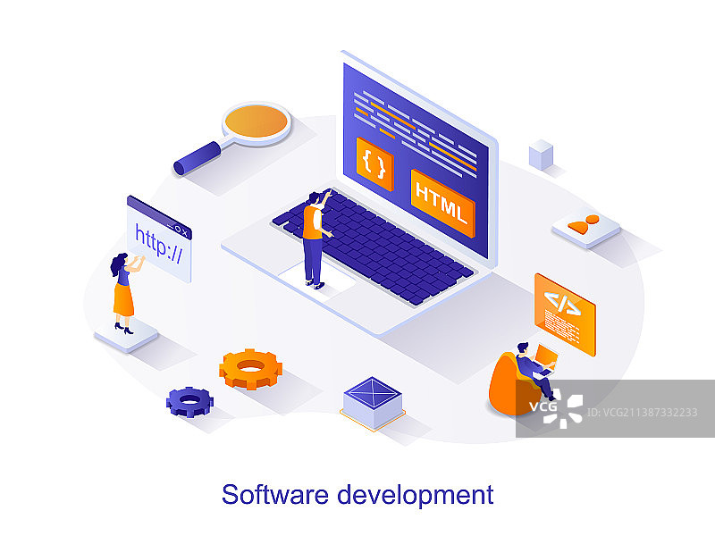 软件开发2.5D网页概念图片素材